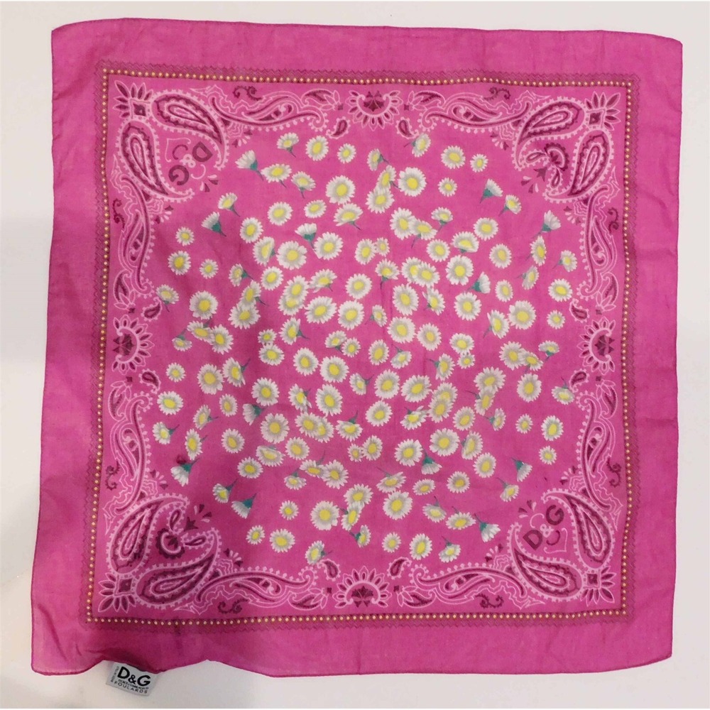 New D&G Dolce & Gabbana Foulands Floral Paisley 100%‎ Cotton Handkerchief